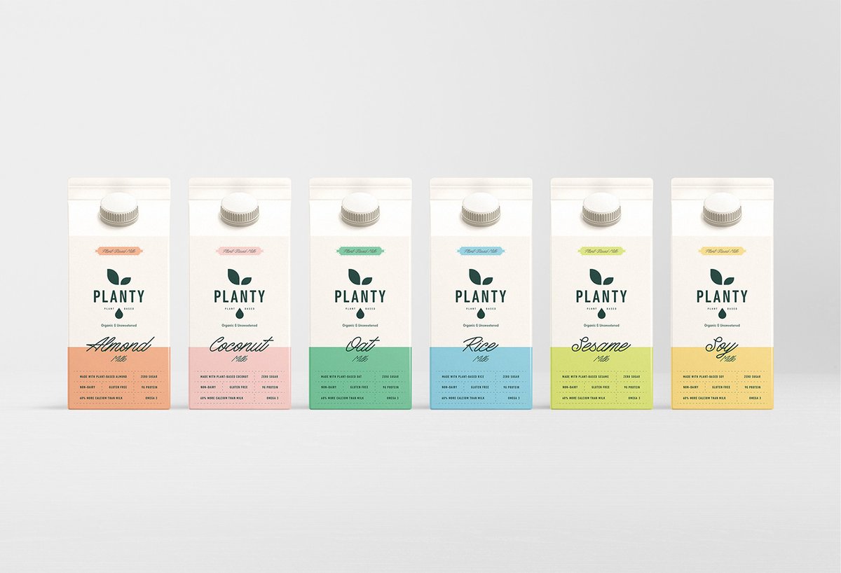 （餐飲）牛奶vi品牌標識—— PLANTY 簡約現代包裝vi設計案例，vi設計，包裝vi設計，（餐飲）牛奶品牌vi設計，品牌包裝vi設計，品牌vi設計，vi品牌策劃，深圳vi設計，左右格局