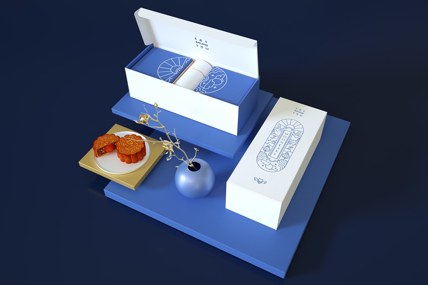 精品越南傳統月餅品牌VI設計——創意插畫包裝設計，食品VI設計，食品包裝設計，深圳VI設計，左右格局